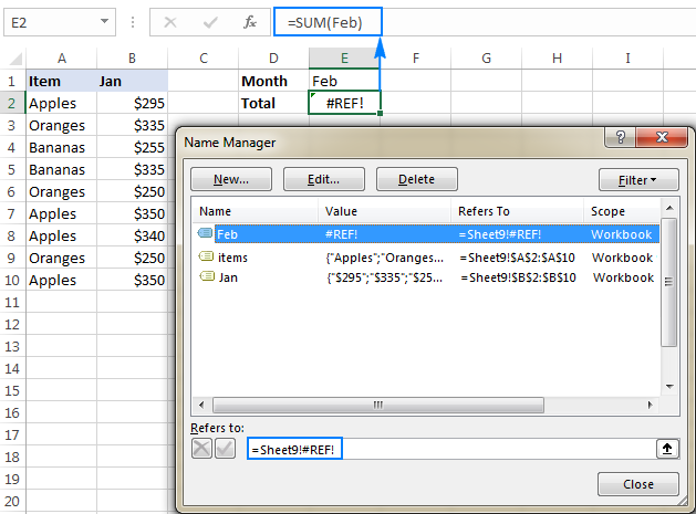 Name Manager For Range Updates Excel Mac